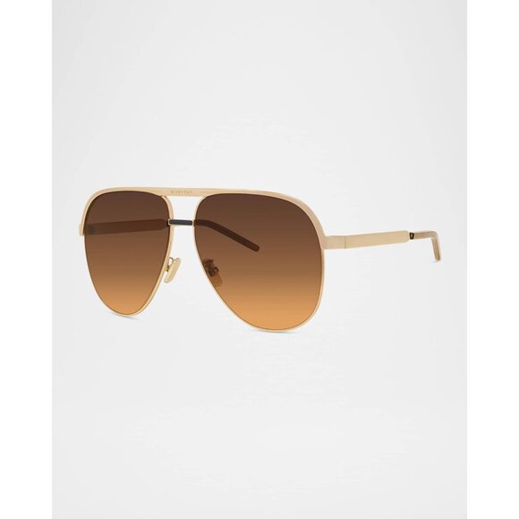 Givenchy GV40117UW Aviator Metal Sunglasses in SENGLDBRNG - Picture 1 of 9